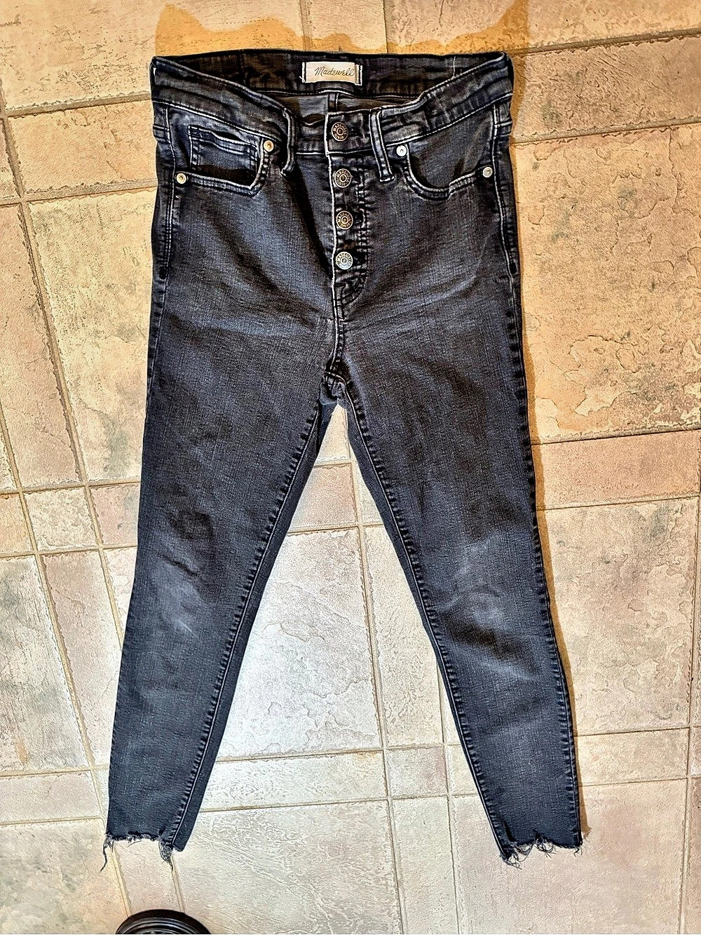 Madewell 10" High-Rise Skinny Jean in Black Frost: Button-Front Edition Black